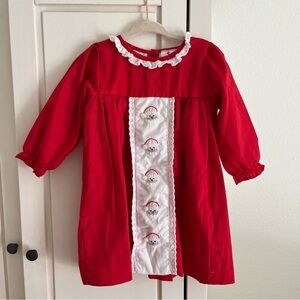 Eliza James Red Christmas Embroidered Santa Claus Dress
